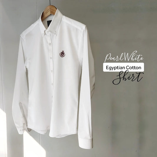 Pearl White Egyptian Cotton Shirt. - Snug