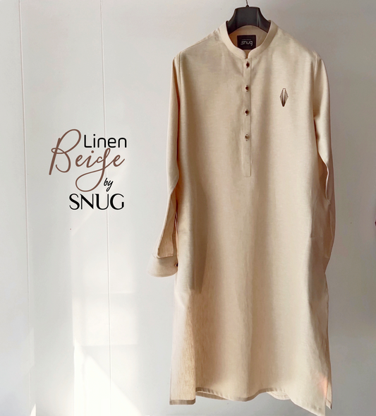 Beige Linen Kurta and Trouser