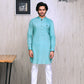 Beige Chambray Kurta with Pearl White Trouser - Snug