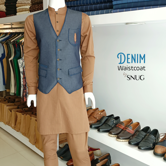 Denim Leaf Waistcoat