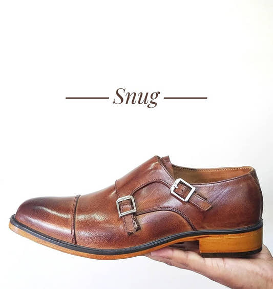 Double Monk Shoes with Natural Finished. - Snug