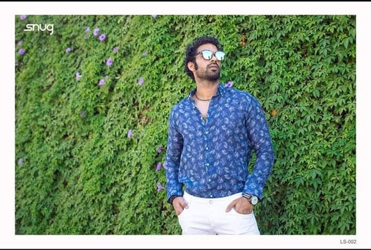 Irish Linen Blue Floral Shirt By Snug