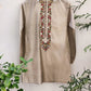 Raw Silk Embroidered Kurta with White Trouser - Snug