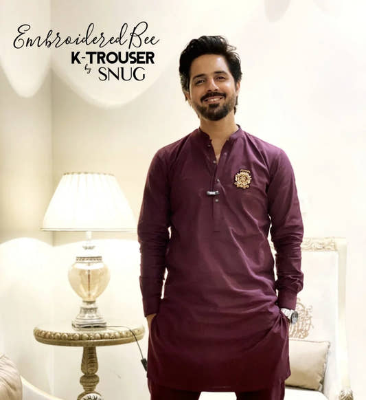 Embroidered Bee Burgundy K-Trouser - Snug