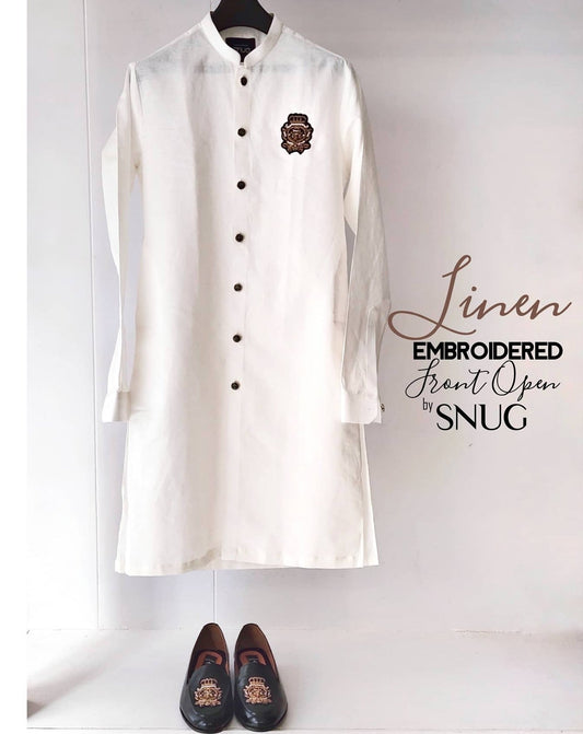 Hand Embroided Front-Open Kurta And Trouser