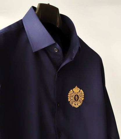 Embroidered Egyptian Cotton Blue Shirt