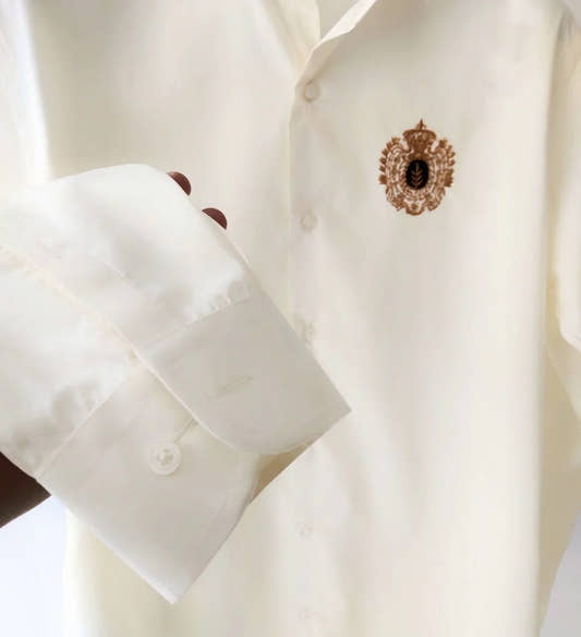 Embroidered Egyptian Cotton Cream Shirt - Snug