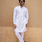 White Self Embroidered Kurta Trouser - Snug