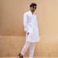 White Self Embroidered Kurta Trouser - Snug