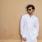 White Self Embroidered Kurta Trouser - Snug