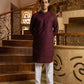 Maroon Self Embroidered Kurta Trouser.
