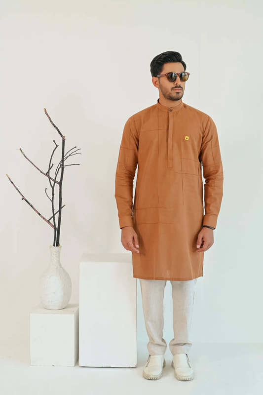 Light Rust Kurta Trouser - Snug