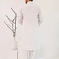 Off White Kurta Shalwar with Self Embossed Blazer