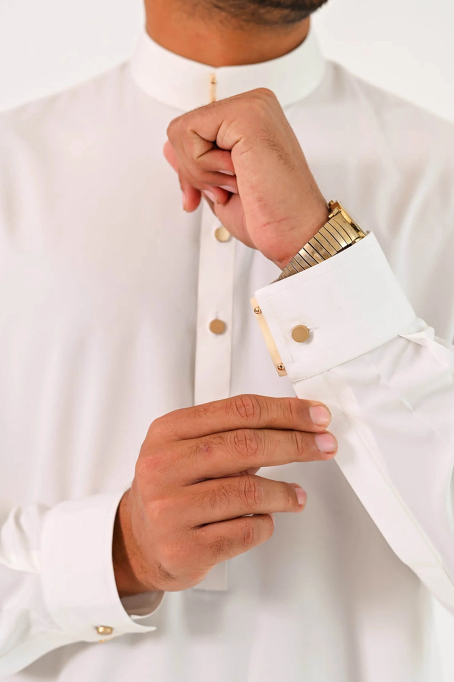Off White Kurta Shalwar with Self Embossed Blazer