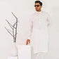 Off White Kurta Shalwar with Self Embossed Blazer