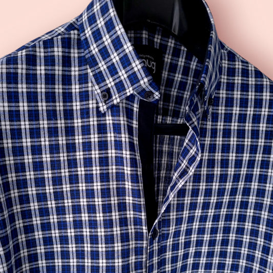 Blue Linen Checkered Shirt. - Snug