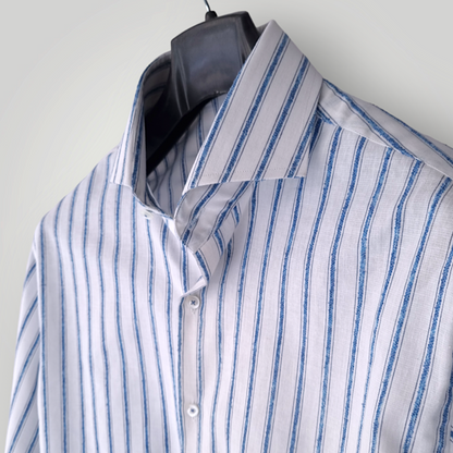 Linen Exposed Blue Self Striped Shirt