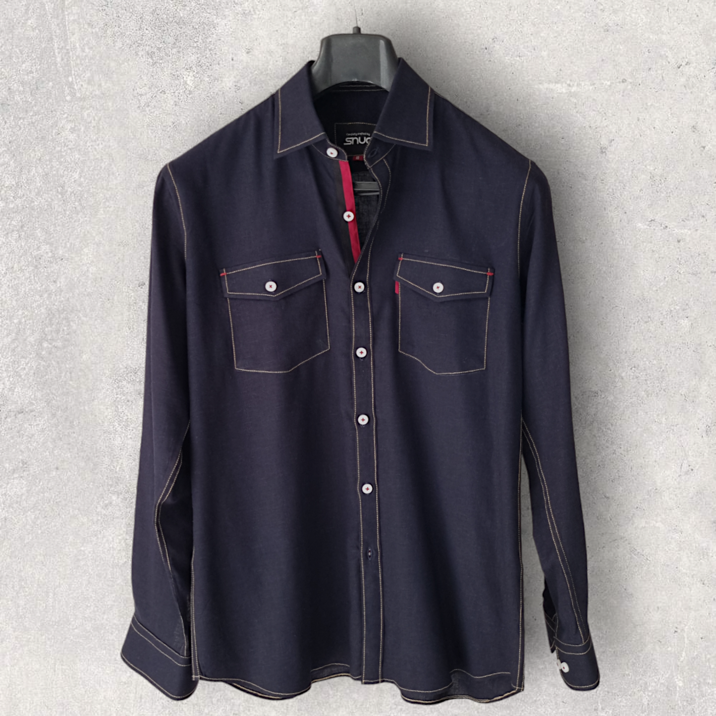 Navy Blue Linen Shirt