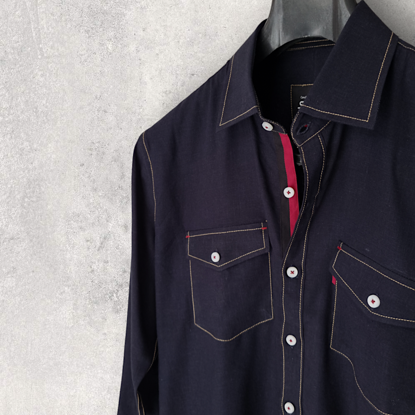 Navy Blue Linen Shirt