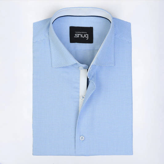 Sky Blue Rich Self Shirt. - Snug