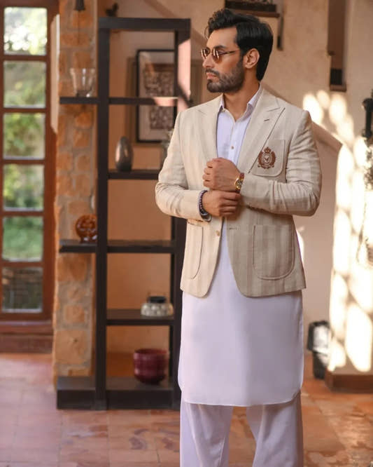 Broad Stripe Embroidery Blazer - Snug