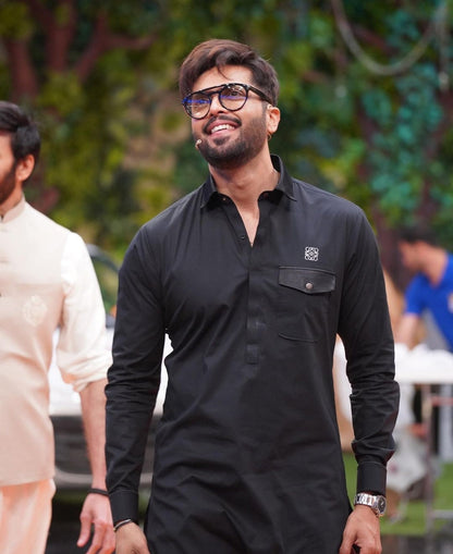 Black Satin Kurta Trouser.