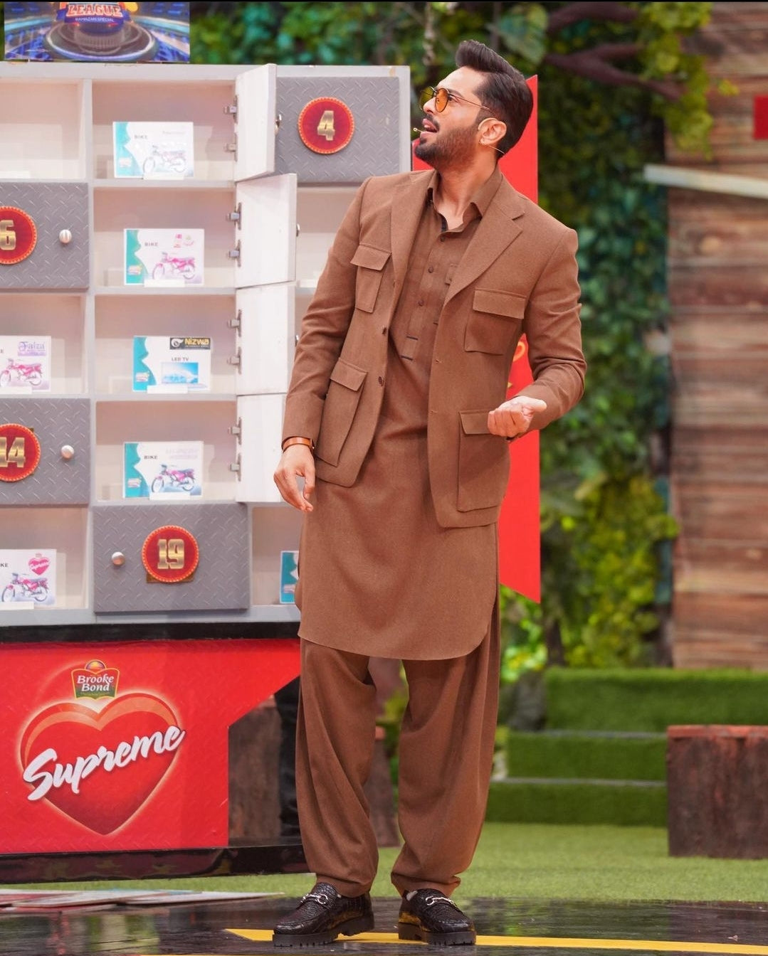 Karandi Finished Kurta Shalwar with Classic Pattern Blazer.