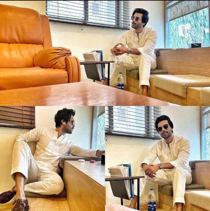Linen Short Kurta & Pleated Loose Pants. - Snug