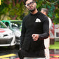 Black Embossed Waistcoat with Pleated Loop Kurta Trouser.