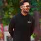 Black Embossed Waistcoat with Pleated Loop Kurta Trouser.