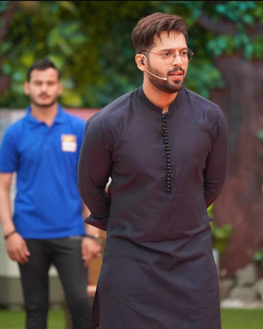 Navy Blue Embroidered Prince Coat - Snug