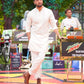 Rust Waistcoat with White Embroidered Kurta Trouser. - Snug