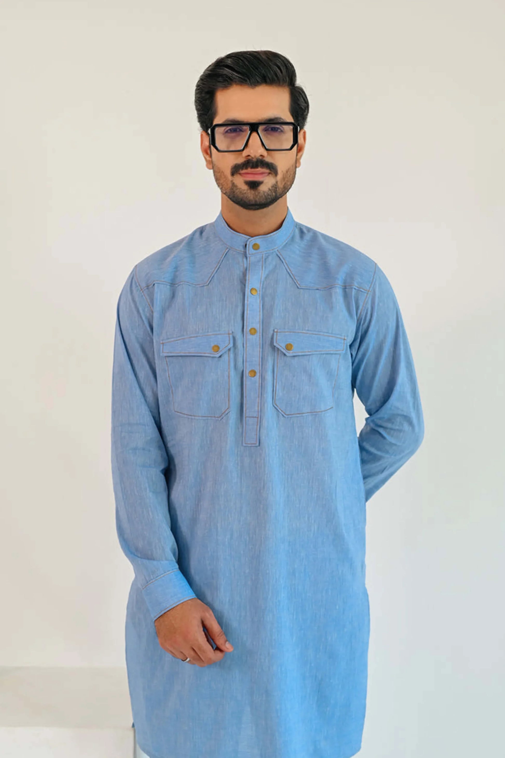 Sky Blue Linen Kurta Trouser - Snug