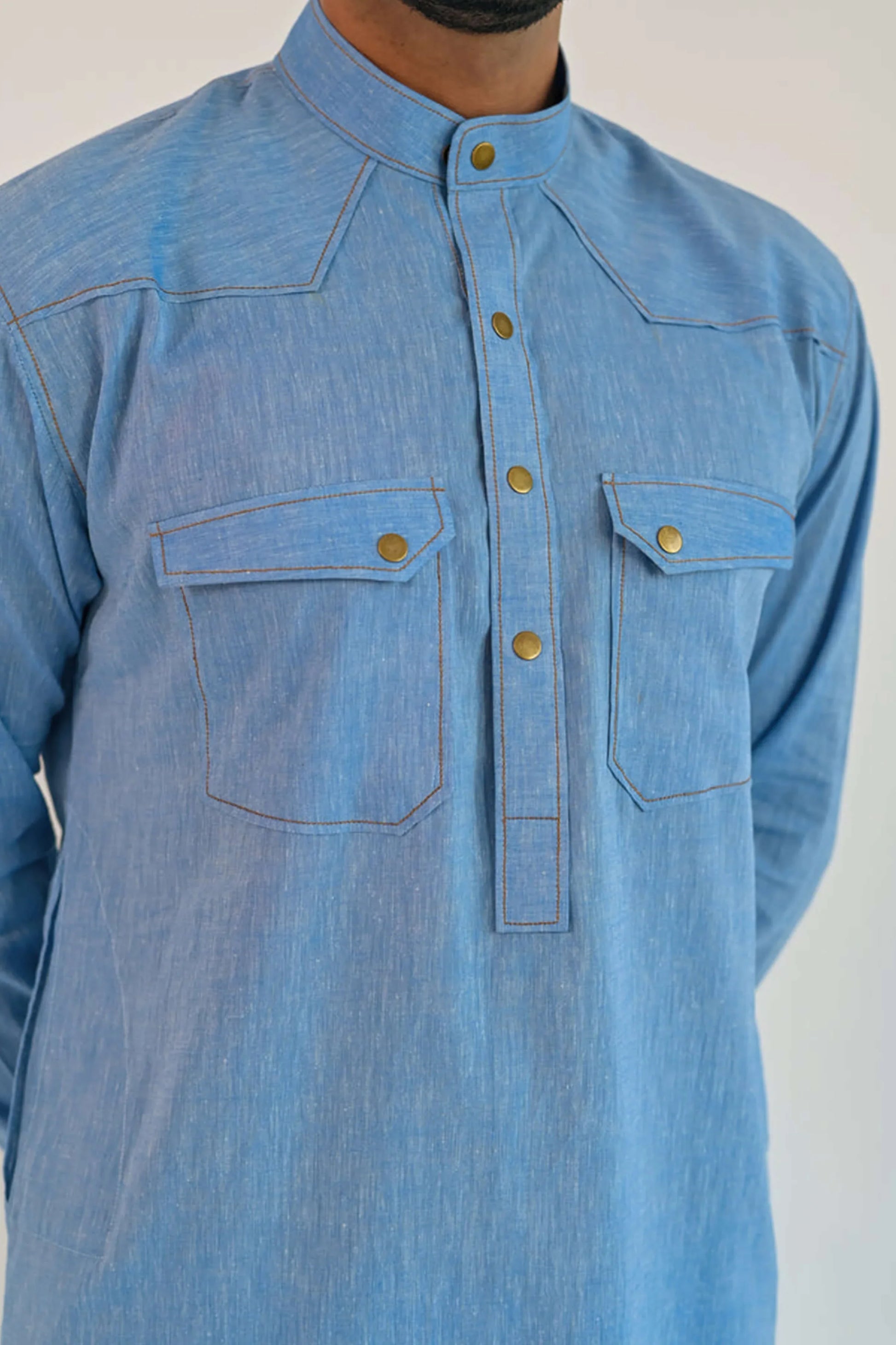 Sky Blue Linen Kurta Trouser - Snug