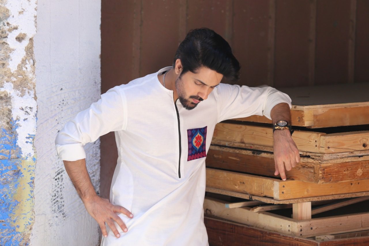 White Embroidered pocket kurta and trouser