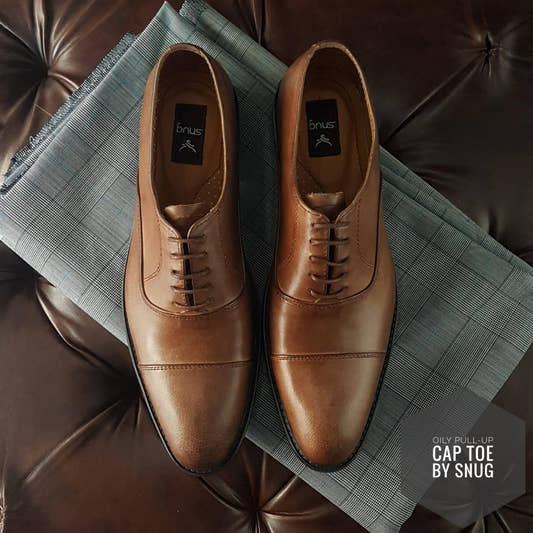Oily pull-up Cap-toe shoes - Snug