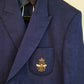 Hand Embroidered Linen Half Lining Royal Blue Coat By Snug