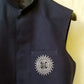 Grey Sufi Kurta Trouser With Navy Blue Chest Motif Waistcoat - Snug