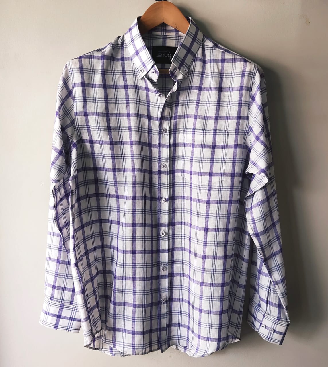 Irish Linen Purple Checkered Formal Shirt