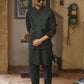 Hunter Green Arrow Pattern Waistcoat with Black Loop Kurta Trouser.