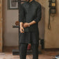 Hunter Green Arrow Pattern Waistcoat with Black Loop Kurta Trouser. - Snug
