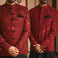 Maroon Hand Embroidered Prince Coat with Black Loop Kurta Trouser. - Snug