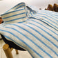 Vivid Sky Blue Linen Striped Shirt. - Snug
