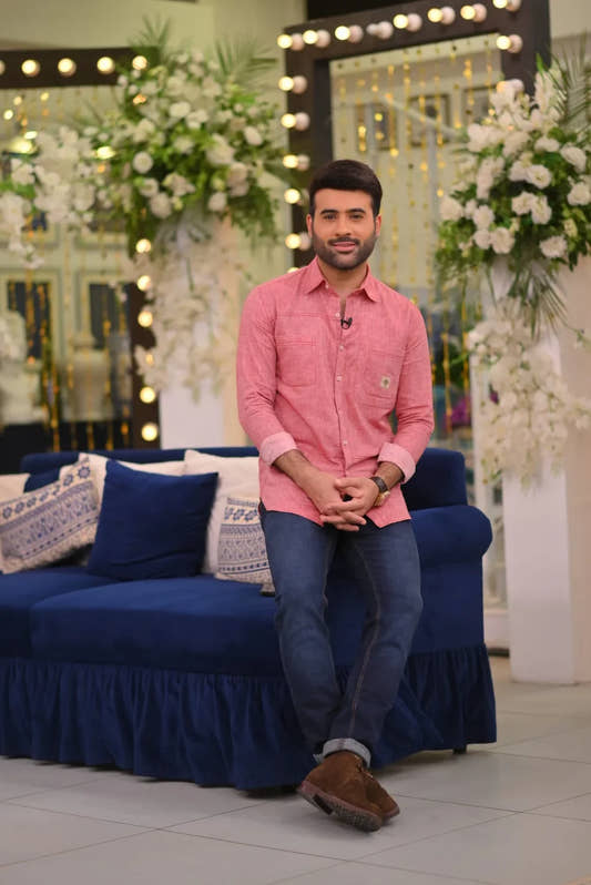 Brick Red Double Stitched Linen Shirt. - Snug