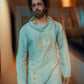 Beige Linen Kurta Trouser for Men – Turtle Neck Loose Fit | Fahad Mustafa Style