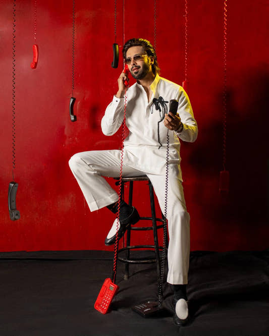 White Embroidered Kurta Set – Fahad Mustafa Edit