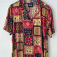 Snug Boho Patchwork Shirt men’s lightweight gauzy summer button-up shirt with patchwork print