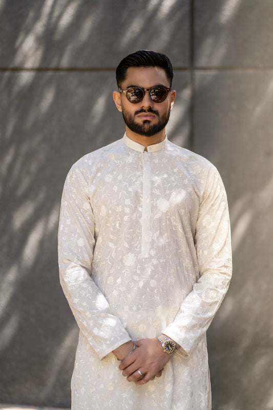 Floral Luxe: Embroidered Kurta Trouser by Snug. - Snug