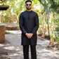 Artisan Black Embossed Kurta Trouser. - Snug