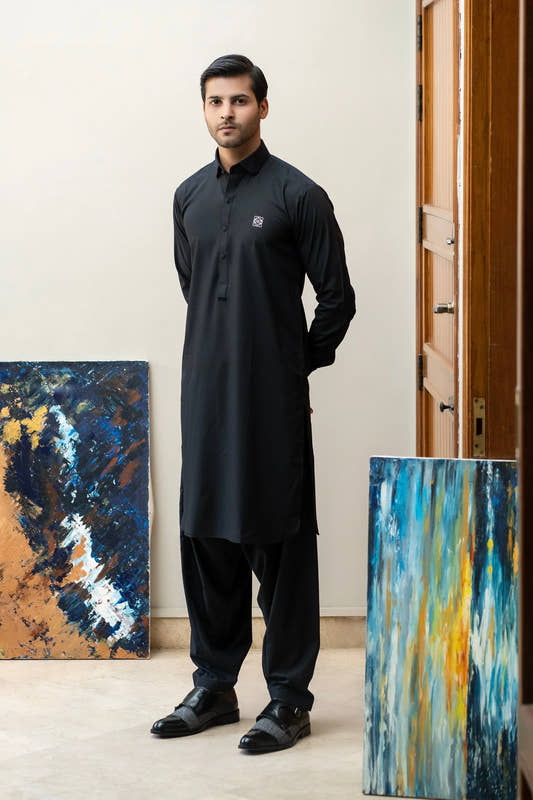 Premium Black Kurta Shalwar - Snug